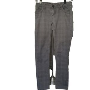 Ellemenno JRS SZ 5 Pants Gray Y2K Glen Check Plaid Zipper Pocket Ankle Length